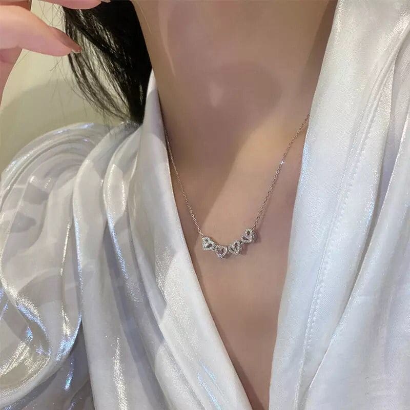 Golden Four Leaf Magnetic Folding Heart Clover Necklace, Dainty Heart Necklace for Women, Zirconia Four Leaf Clover Pendant Golden Four Leaf Magnetic Folding Heart Clover Necklace, Dainty Heart Necklace for Women, Zirconia Four Leaf Clover Pendant